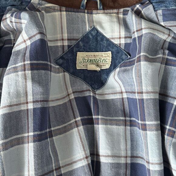 Vintage St. John’s Bay Denim Embroidered Patchwork Barn Jacket - Picture 8 of 12